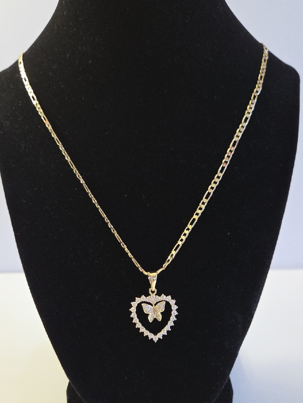 Gold Butterfly Heart Pendant Necklace - Women Jewelry